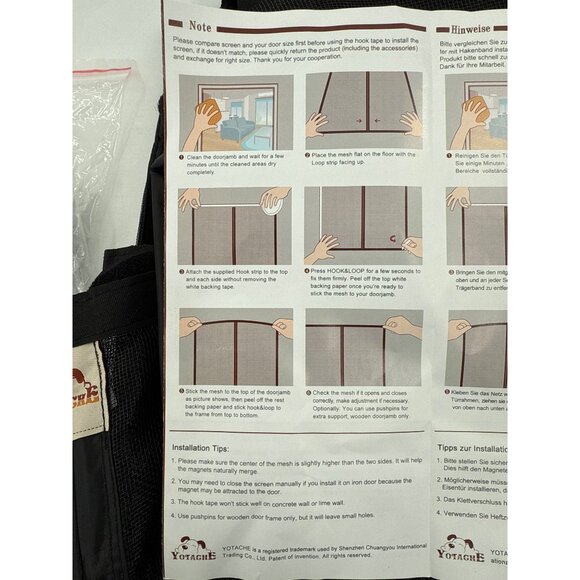 Yotache Fiberglass Magnetic Screen Door 32"x81" With Hook & Loop Strip - Picture 5 of 5